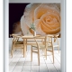 Фотообои M-00006 Крупный цветок кремовой розы в каплях №2
