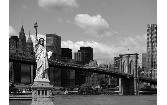 Фотообои AG Design 1300 FTS Нью-Йорк в чёрно-белом стиле, 360 × 254 см, 4 листа