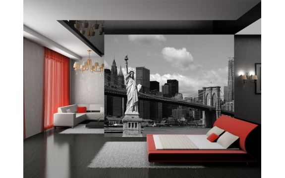 Фотообои AG Design 1300 FTS Нью-Йорк в чёрно-белом стиле, 360 × 254 см, 4 листа №1