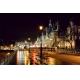 Фотообои FTS-04-00008 Набережная города Парижа, ночная улица города с фонарями №1