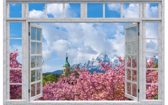 Фотообои FTS-08-00001 Окно с видом на весенний сад