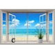 Фотообои MS-00036 Открытое окно с видом на морской пляж №1