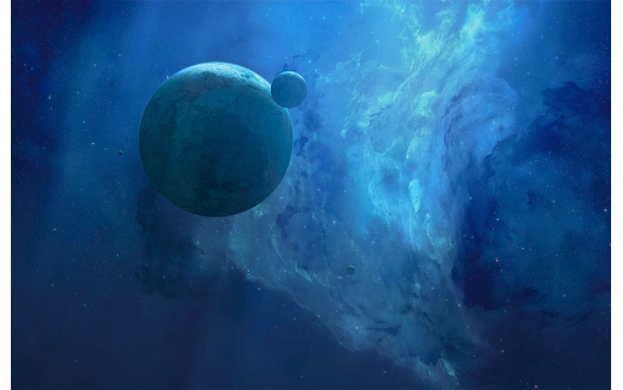 Фотообои FTS-15-00001 Голубой космический пейзаж, холодный космос