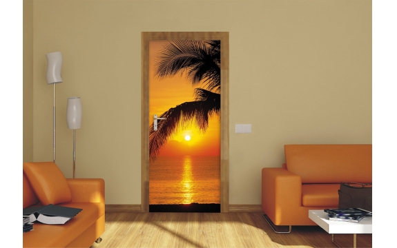 Фотообои Komar 2-1255 «Закат на пальмовом пляже» (Palmy Beach Sunrise), 92 × 220 см, 2 листа №1