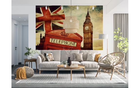 Фотообои FTL-04-00018 Достопримечательности Лондона и английский флаг №1