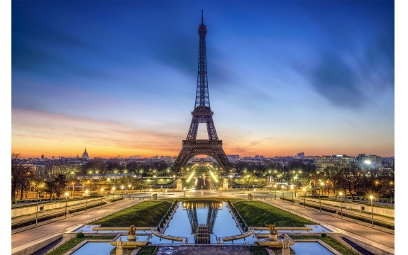 Фотообои FTL-04-00024 Вид на вечернюю Эйфелеву башню, город Париж