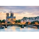 Фотообои FTL-04-00025 Вид на мост и Собор Парижской Богоматери, вечерний Париж №1