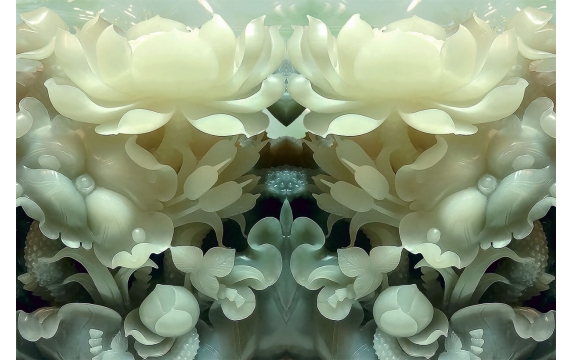Фотообои 3D FTL-09-00009 Цветы лотоса из нефрита, стереоскопические