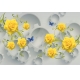Фотообои 3D FTL-09-00033 Стереоскопические желтые розы на серых кольцах №1