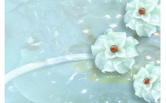 Фотообои 3D FTL-09-00036 Стереоскопические цветы на голубом мраморе
