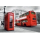 Фотообои FTL-11-00002 Лондон: красная телефонная будка и автобус, черно-белые №1