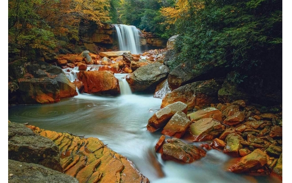 Фотообои FTL-01-00014 Водопад и река на камнях в джунглях, красивая природа