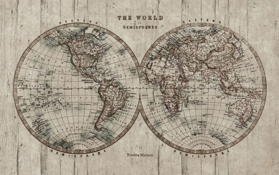 Фотообои FTXL-16-00002 Карта мира на старых досках