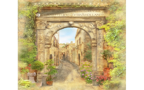 Фотообои FTX-14-00006 Античная арка с видом на улицу старого города