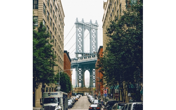 Фотообои FTP-3-02-00042 Улица города к Манхэттенскому мосту, Нью-Йорк
