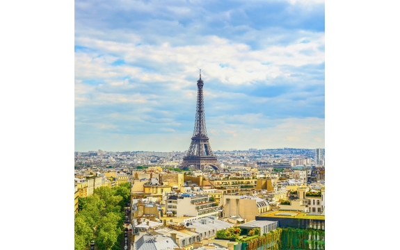 Фотообои FTP-3-04-00028 Вид Парижа в солнечный день, Эйфелева башня вдалеке