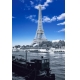 Фотообои FTP-2-08-00008 Черно-белая Эйфелева башня и синее небо над Парижем №1