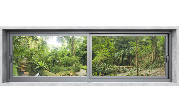 Фотообои MH-00008 Панорамное окно в тропический сад