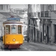 Фотообои FTX-04-00002 Желтый трамвай на улице старого города, черно-белый стиль №1