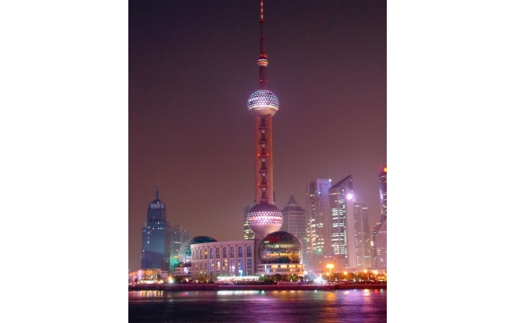 Фотообои FTVV-02-00002 Башня небоскреба в ночном городе Шанхае