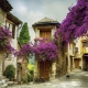 Фотообои FTK-04-00002 Цветущие улочки Прованса, старый город в Европе №1
