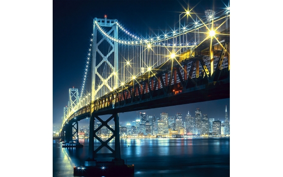 Фотообои FTK-04-00015 Мост в Сан-Франциско, город ночью