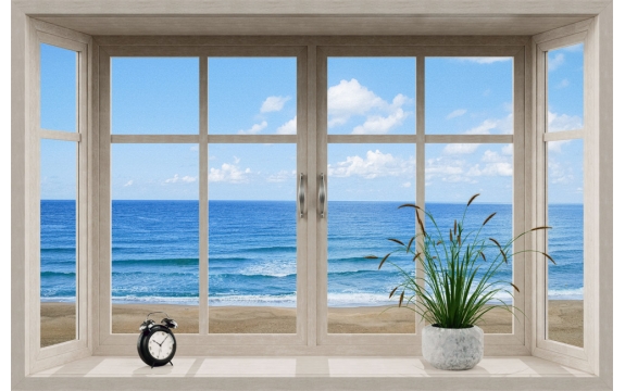 Фотообои MS-00027 3D Окно с видом на море