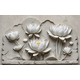 Фотообои 3D FTXL-09-00018 Барельеф: Белые лотосы на каменной плитке, стереоскопическая композиция №1