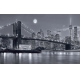 Фотообои FTXL-02-00014 Нью-Йорк, черно-белый Бруклинский мост, ночной город №1