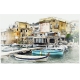 Фотообои FTXL-04-00007 Фреска: лодки у причала Венеции, Италия №1