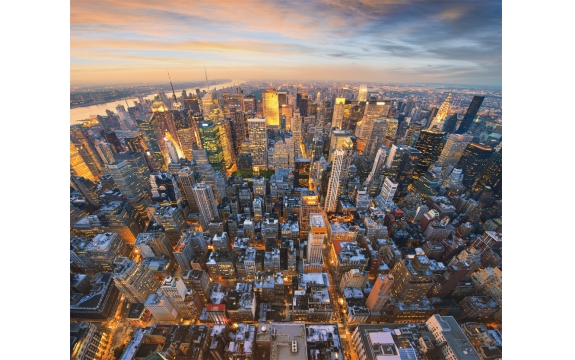 Фотообои FTX-02-00009 Нью-Йорк, ночной город с высоты птичьего полета