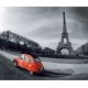 Фотообои FTX-04-00008 Ретро автомобиль на фоне Эйфелевой башни, черно-белый Париж №1