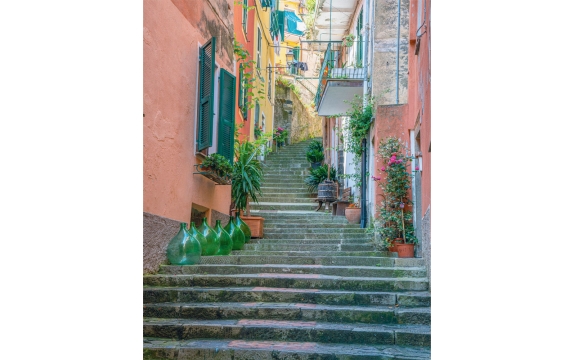 Фотообои FTVV-04-00010 Улица Лигурии в Италии, лестница во дворах старого города