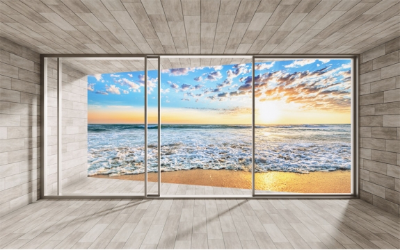 Фотообои 3D MXL-00236 Морская терраса, окно с видом на море