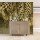 Фотообои MXL-00222 Свисающие листья пальмы, объемные 3D, бетонная стена №3