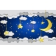 Фотообои 3D FTXL-10-00001 Облака и луна, звездное небо для детской со стерео эффектом №1
