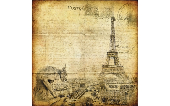 Фотообои FTK-04-00016 Париж и Эйфелева башня винтаж