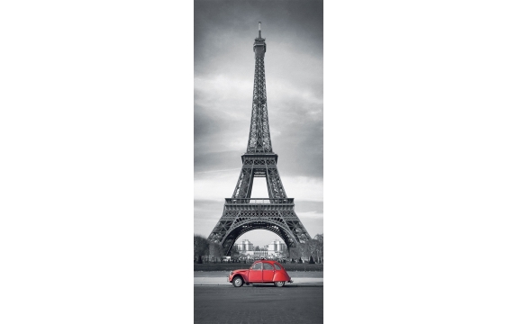Фотообои FTV-04-00032 Красный автомобиль у Эйфелевой башни, Париж