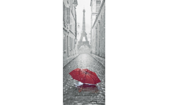 Фотообои FTV-04-00033 Дождь в Париже, Эйфелева башня в черно-белом стиле