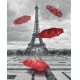 Фотообои FTVV-04-00019 Красные зонты и Эйфелева башня в Париже №1