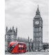 Фотообои FTVV-04-00027 Лондон, красный автобус и Биг-Бен в черно-белом стиле №1