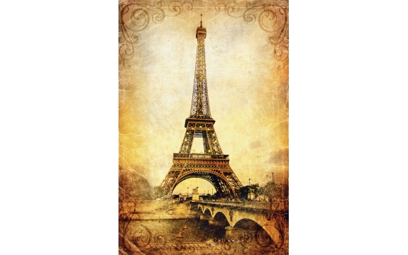 Фотообои FTP-2-04-00053 Эйфелева башня В Париже, в стиле винтажной фрески