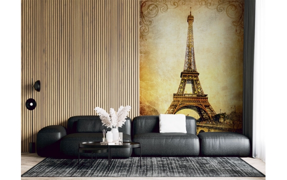 Фотообои FTP-2-04-00053 Эйфелева башня В Париже, в стиле винтажной фрески №1