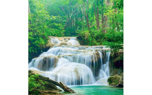 Фотообои FTK-01-00020 Водопад в зеленых джунглях, природа тропиков