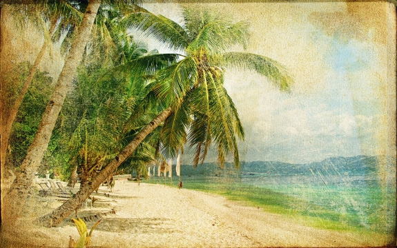 Фотообои FTXL-01-00057 Винтажные пальмы у моря