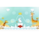 Фотообои FTXL-10-00012 Жирафы и зайчик в облаках для детской №1