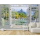 Фотообои MXL-00218 3D Окно на террасе с видом на тропическую природу, море и пальмы, расширяющие пространство №2