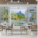 Фотообои MXL-00218 3D Окно на террасе с видом на тропическую природу, море и пальмы, расширяющие пространство №3