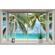 Фотообои MS-00029 Открытое окно у моря, пальмы на морском берегу №1