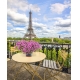 Фотообои FTVV-08-00002 Романтика Парижа, кафе на балконе с видом на Эйфелеву башню №1